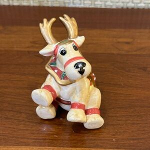 🎄VTG 2000-03 Fitz & Floyd Deer Santa Hand Painted Reindeer Earthenware Figurine